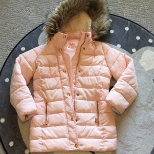 Justice 6/7 pink winter coat and Carters rain coat